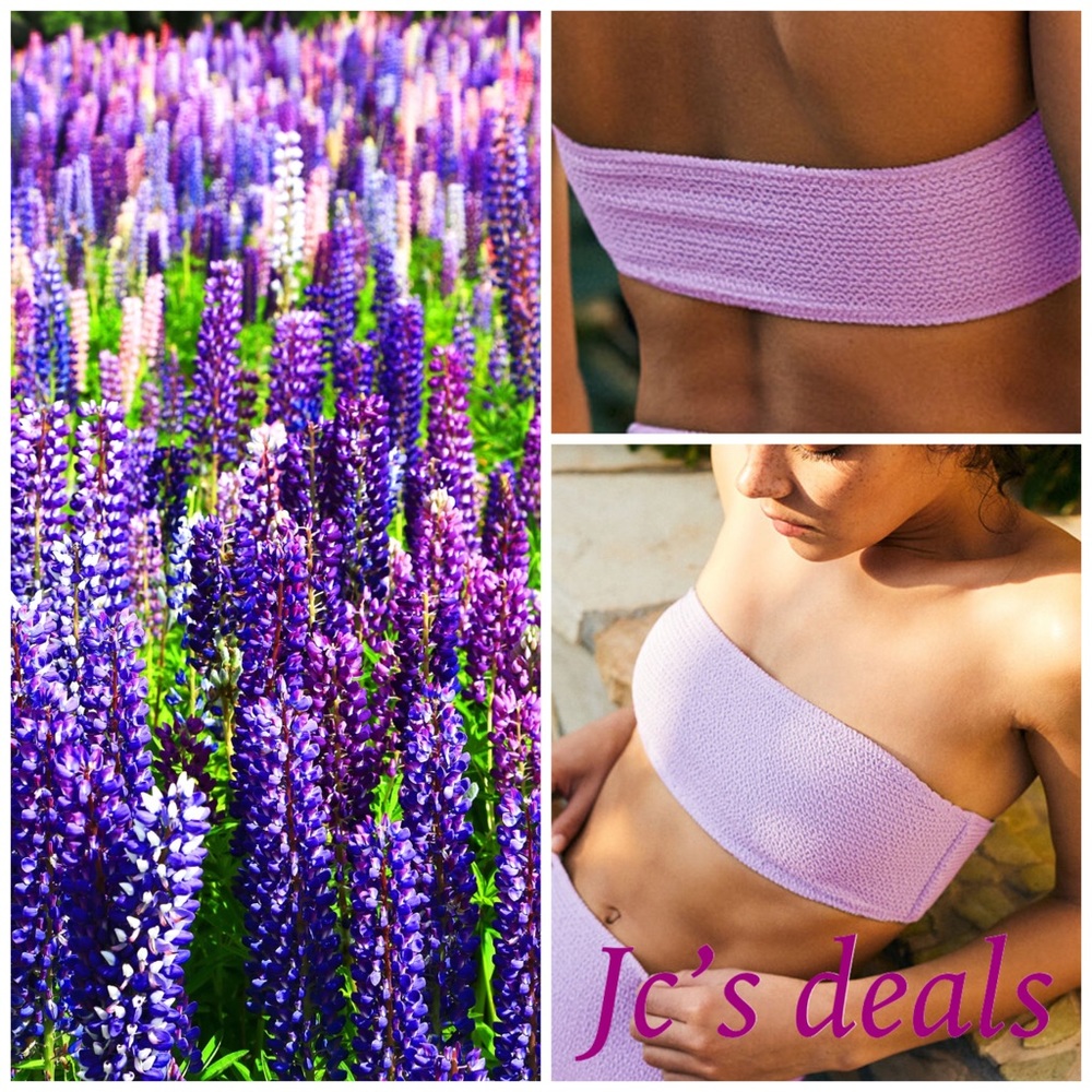 LA Hearts Purple Kelsey Scrunch Bandeau Bikini Top